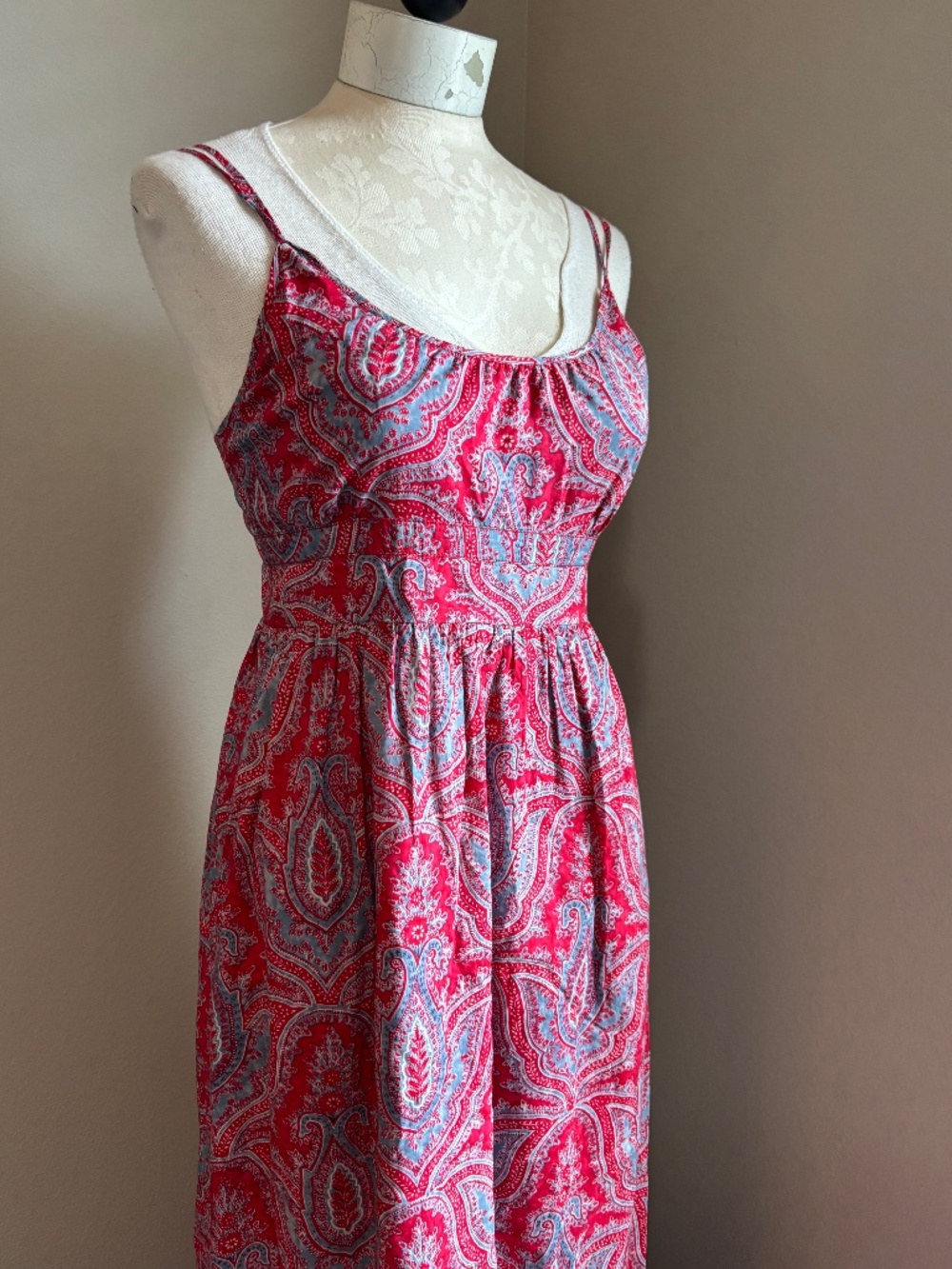 J Crew Red Paisley maxi dress
